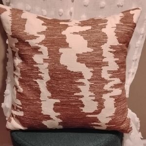 West Elm Rusty Cranberry and Cream Patterned Pillow Covers (2)